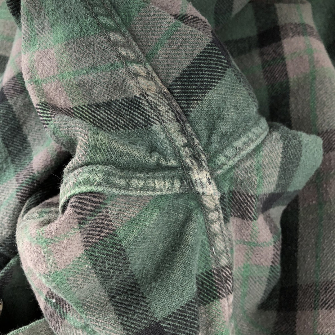 FIELD&STREAM Long-Sleeve Heavy Flannel Check Shirt, Men's Size XL (approx.) cotton green type Vintage Second Hand
