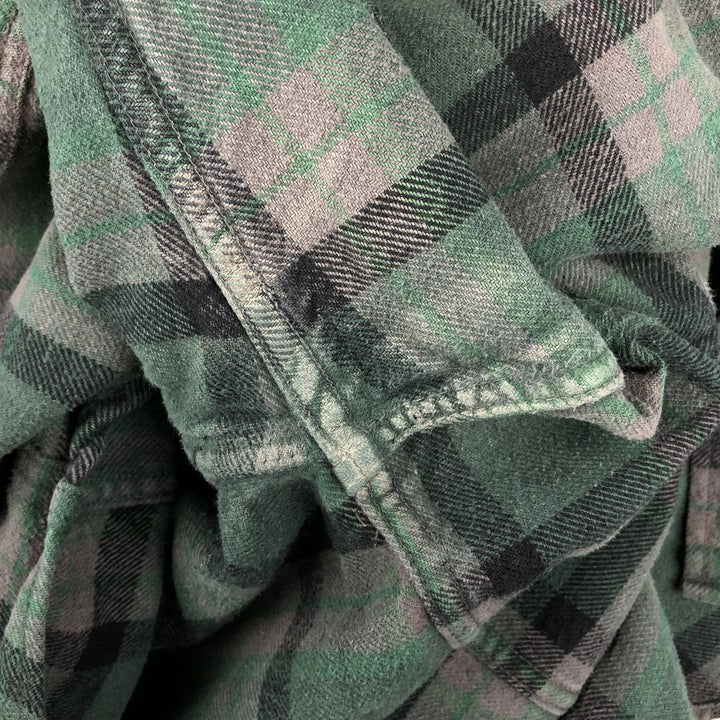 FIELD&STREAM Long-Sleeve Heavy Flannel Check Shirt, Men's Size XL (approx.) cotton green type Vintage Second Hand