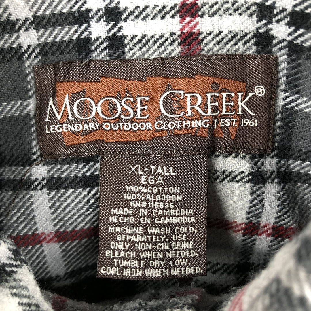 MOOSE CREEK Long Sleeve Flannel Check Shirt, Men's Size XL cotton gray type Vintage Second Hand