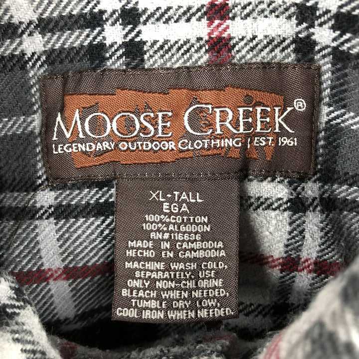 MOOSE CREEK Long Sleeve Flannel Check Shirt, Men's Size XL cotton gray type Vintage Second Hand