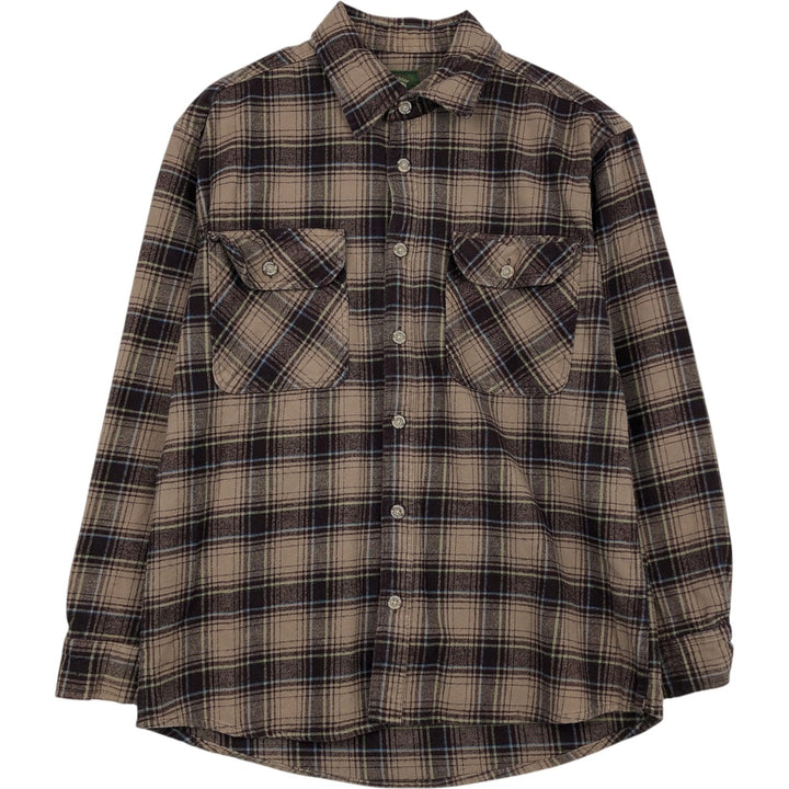 Stillwater Supply Co. Long-Sleeve Flannel Check Shirt, Men's Size L (approx.) cotton brown type Vintage Second Hand