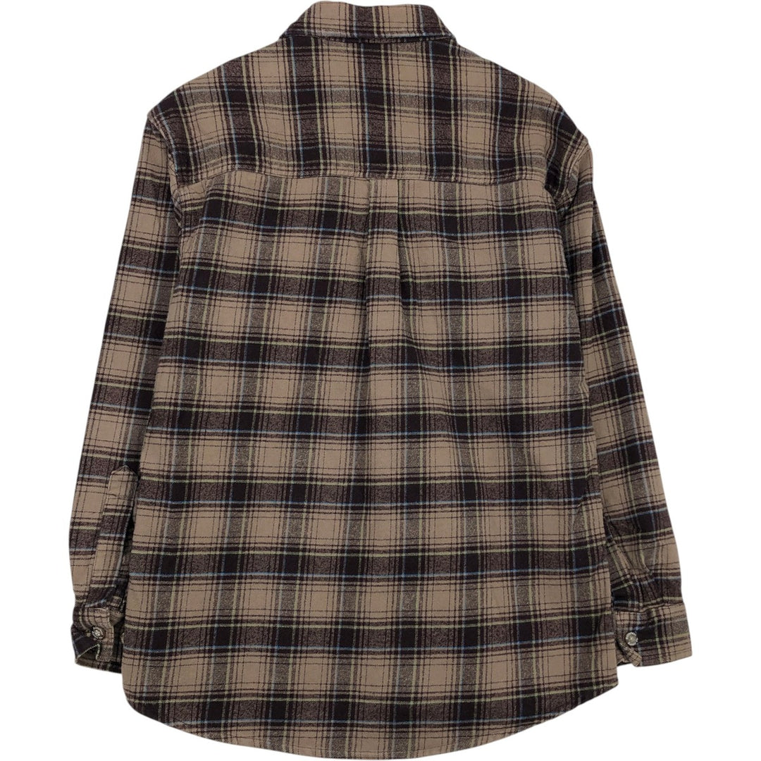 Stillwater Supply Co. Long-Sleeve Flannel Check Shirt, Men's Size L (approx.) cotton brown type Vintage Second Hand