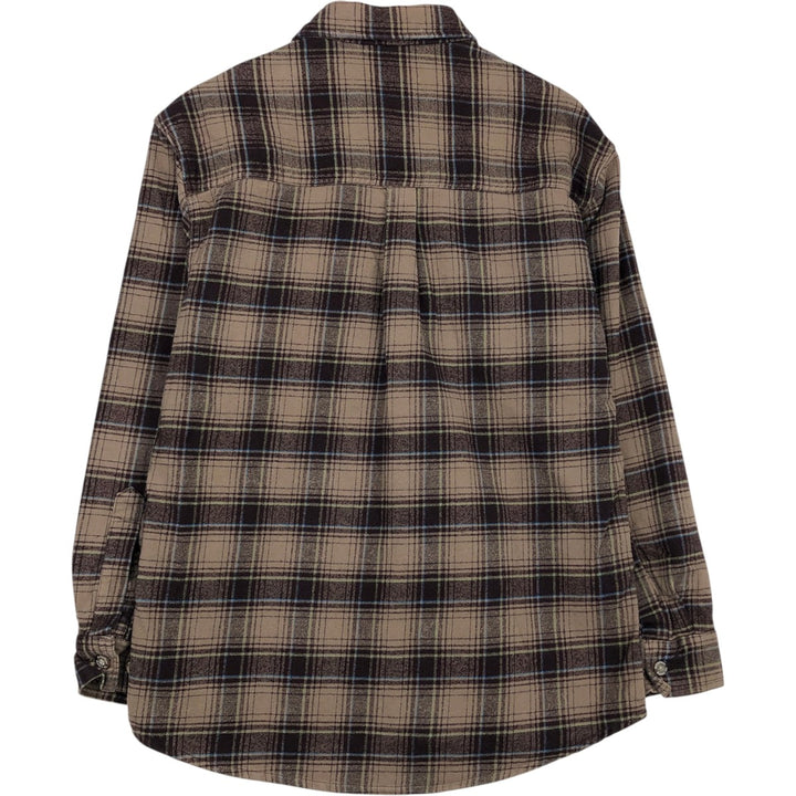 Stillwater Supply Co. Long-Sleeve Flannel Check Shirt, Men's Size L (approx.) cotton brown type Vintage Second Hand