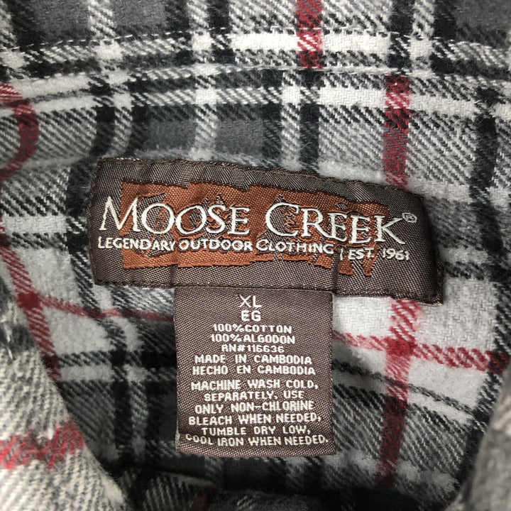 MOOSE CREEK Long Sleeve Flannel Check Shirt, Men's Size XL cotton gray type Vintage Second Hand
