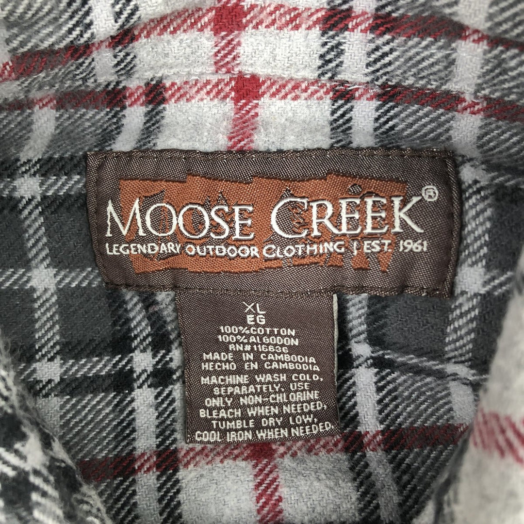 MOOSE CREEK Long Sleeve Flannel Check Shirt, Men's Size XL cotton gray type Vintage Second Hand