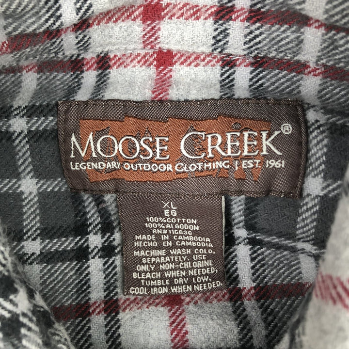 MOOSE CREEK Long Sleeve Flannel Check Shirt, Men's Size XL cotton gray type Vintage Second Hand