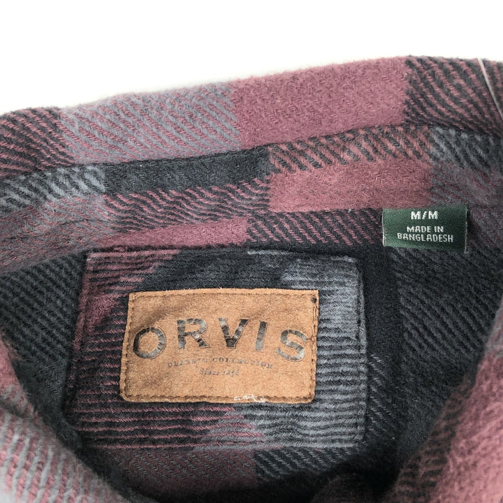 ORVIS Long Sleeve Flannel Check Shirt, Men's Size M cotton Charcoal Vintage Second Hand