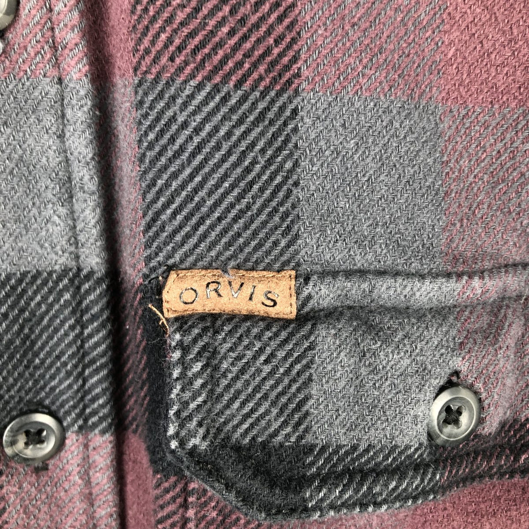 ORVIS Long Sleeve Flannel Check Shirt, Men's Size M cotton Charcoal Vintage Second Hand