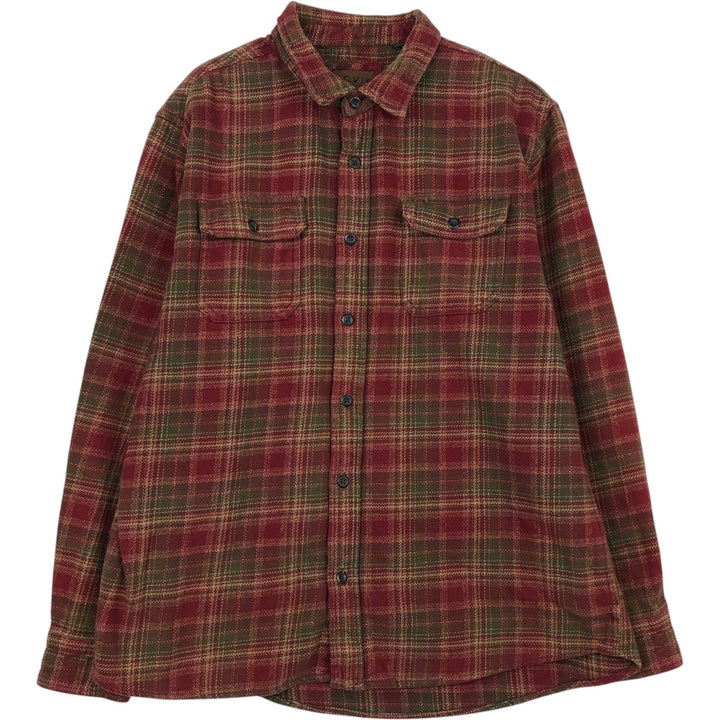 ORVIS Long Sleeve Flannel Check Shirt, Men's XL Size cotton red type Vintage Second Hand