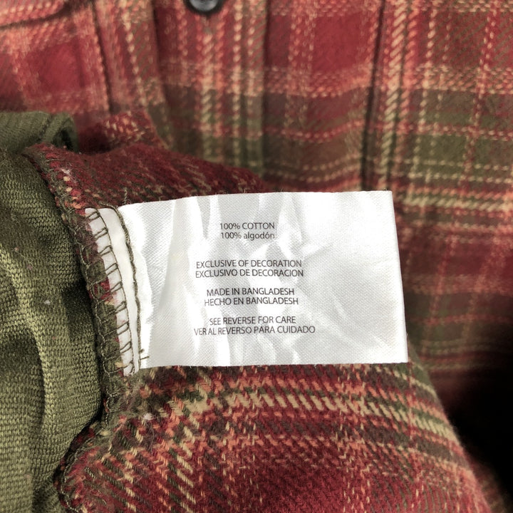 ORVIS Long Sleeve Flannel Check Shirt, Men's XL Size cotton red type Vintage Second Hand