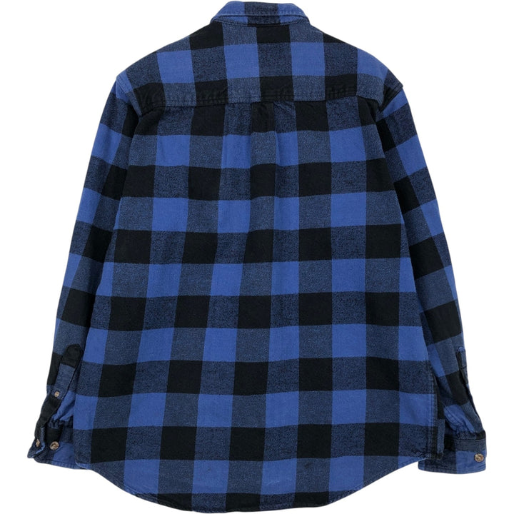 FIELD&STREAM Buffalo Check Long-Sleeve Flannel Check Shirt, Men's Size L (approx.) cotton blue type Vintage Second Hand