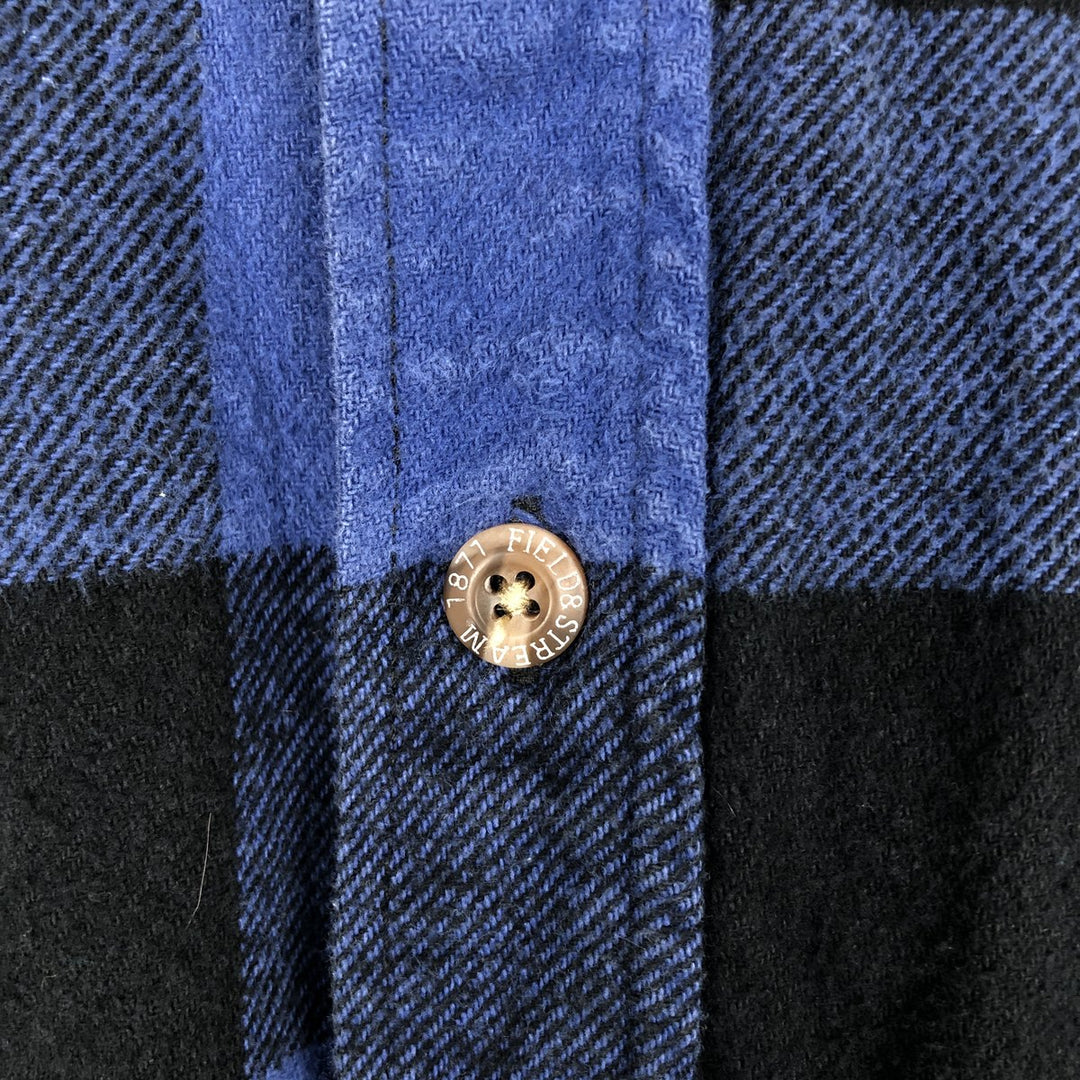 FIELD&STREAM Buffalo Check Long-Sleeve Flannel Check Shirt, Men's Size L (approx.) cotton blue type Vintage Second Hand