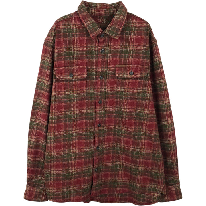 ORVIS Long Sleeve Heavy Flannel Check Shirt, Men's Size L cotton red type Vintage Second Hand