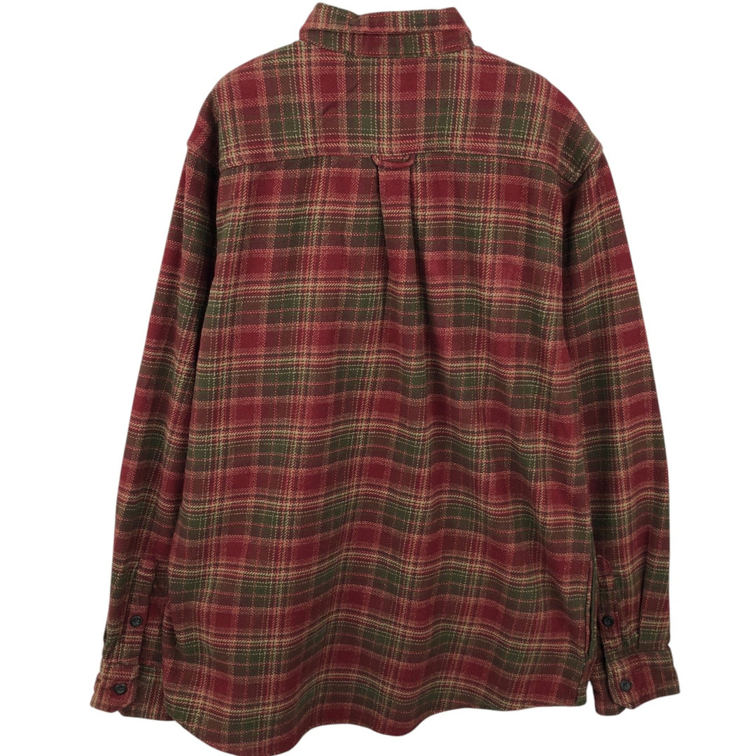 ORVIS Long Sleeve Heavy Flannel Check Shirt, Men's Size L cotton red type Vintage Second Hand