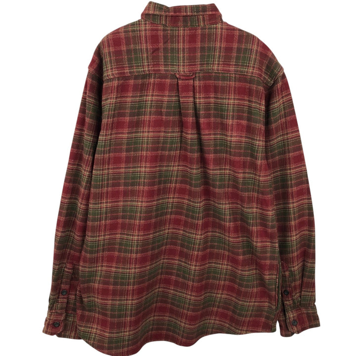 ORVIS Long Sleeve Heavy Flannel Check Shirt, Men's Size L cotton red type Vintage Second Hand