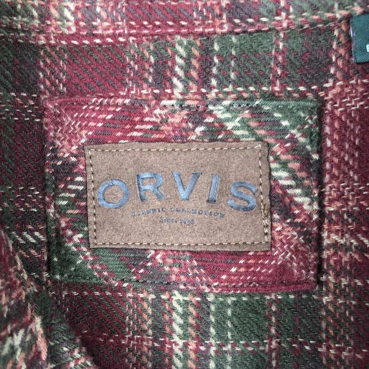 ORVIS Long Sleeve Heavy Flannel Check Shirt, Men's Size L cotton red type Vintage Second Hand
