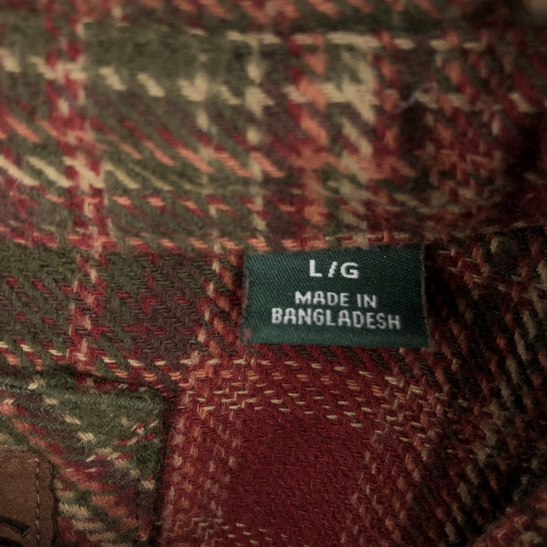 ORVIS Long Sleeve Heavy Flannel Check Shirt, Men's Size L cotton red type Vintage Second Hand