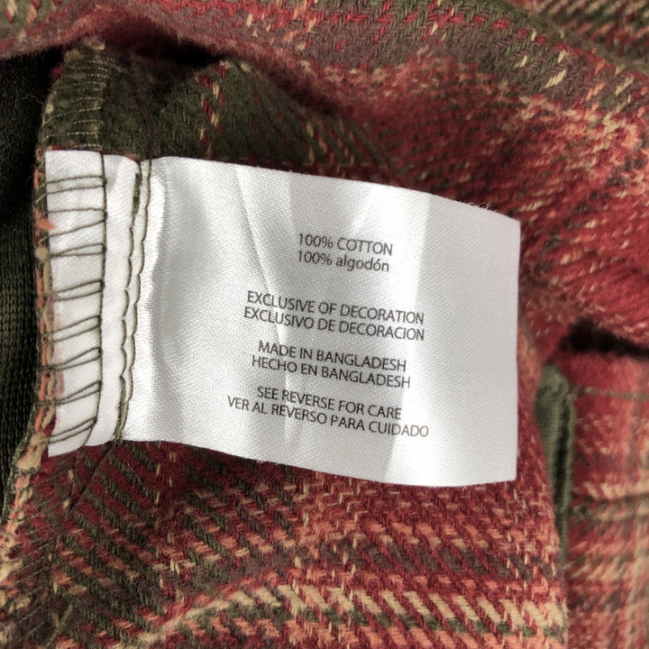 ORVIS Long Sleeve Heavy Flannel Check Shirt, Men's Size L cotton red type Vintage Second Hand