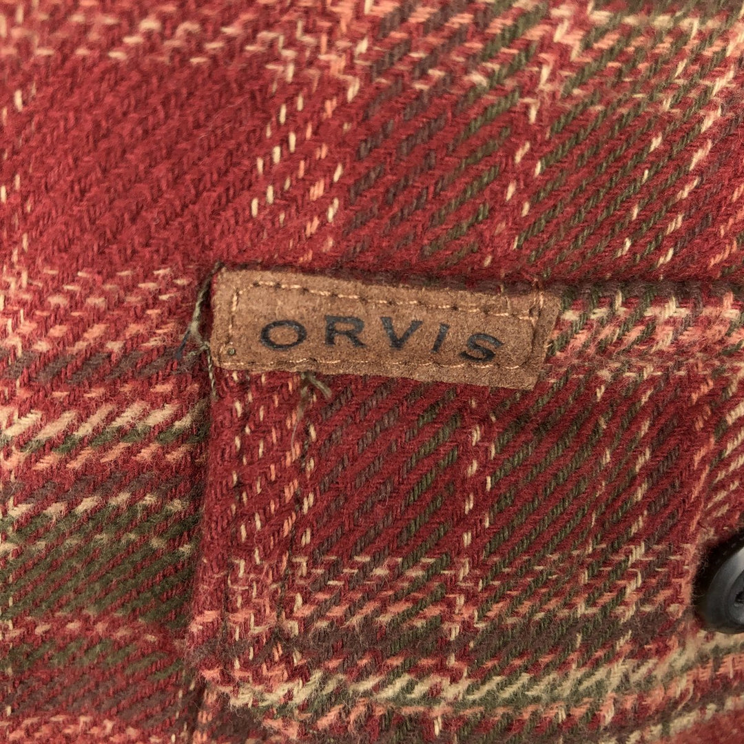 ORVIS Long Sleeve Heavy Flannel Check Shirt, Men's Size L cotton red type Vintage Second Hand