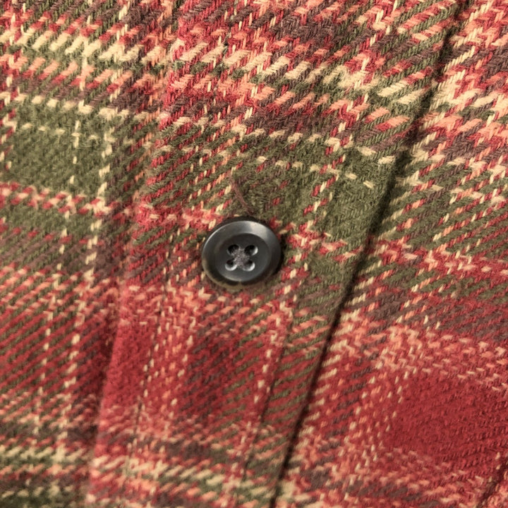 ORVIS Long Sleeve Heavy Flannel Check Shirt, Men's Size L cotton red type Vintage Second Hand