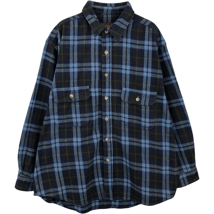 Moose Creek Long-Sleeve Heavy Flannel Check Shirt, Men's Size XL (approx.) cotton blue type Vintage Second Hand
