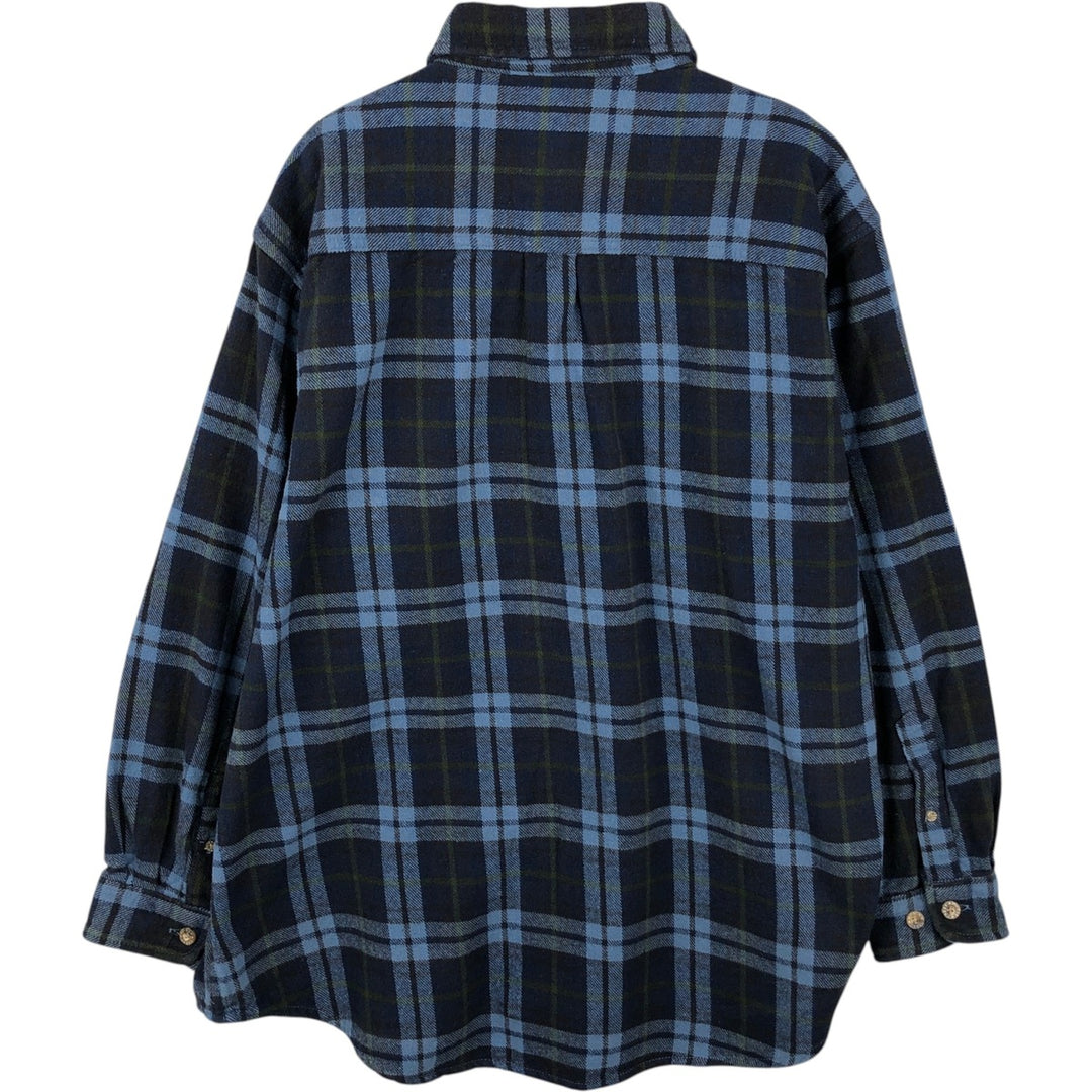 Moose Creek Long-Sleeve Heavy Flannel Check Shirt, Men's Size XL (approx.) cotton blue type Vintage Second Hand