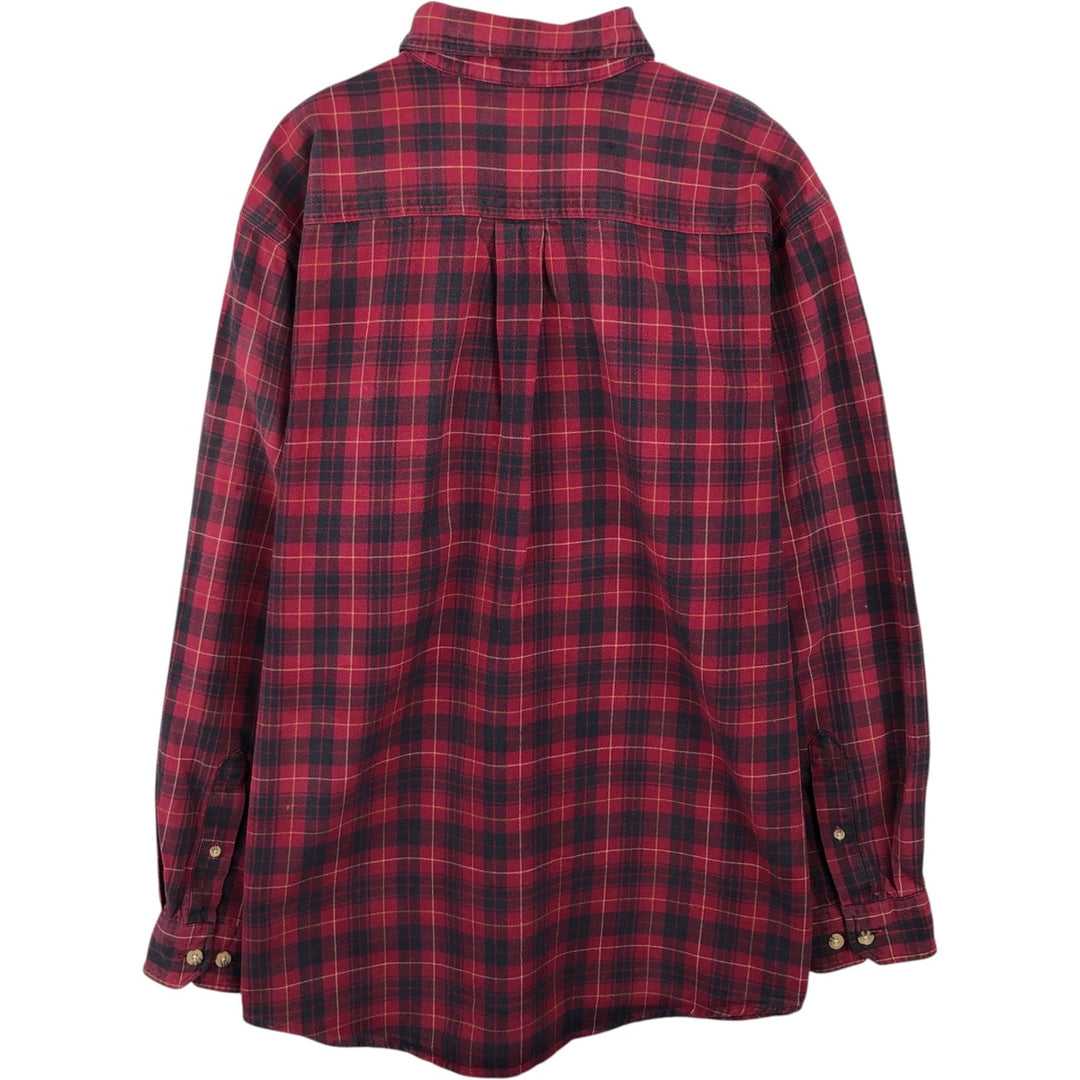 Carhartt long-sleeved button-down flannel check shirt, men's size L cotton red type Vintage Second Hand