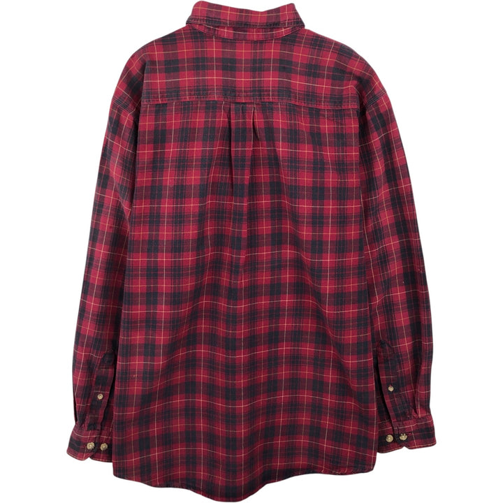 Carhartt long-sleeved button-down flannel check shirt, men's size L cotton red type Vintage Second Hand
