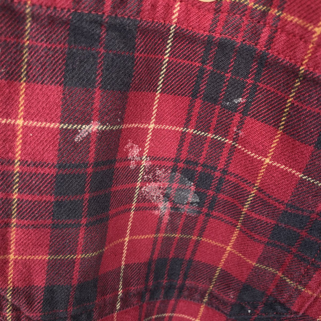Carhartt long-sleeved button-down flannel check shirt, men's size L cotton red type Vintage Second Hand