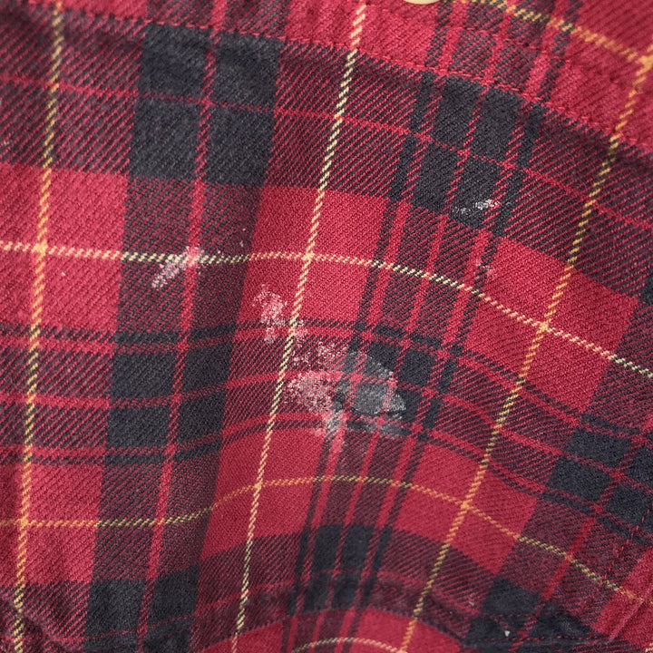 Carhartt long-sleeved button-down flannel check shirt, men's size L cotton red type Vintage Second Hand