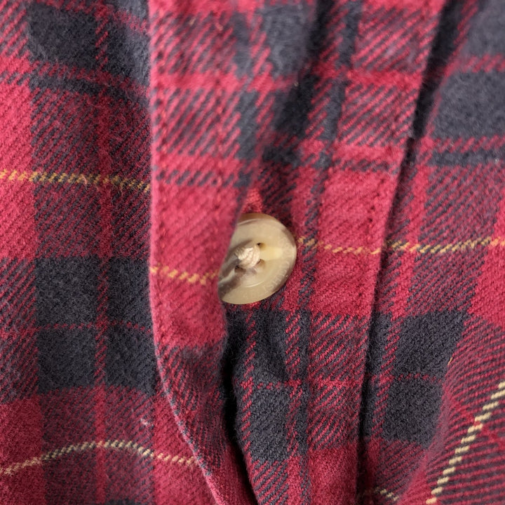 Carhartt long-sleeved button-down flannel check shirt, men's size L cotton red type Vintage Second Hand