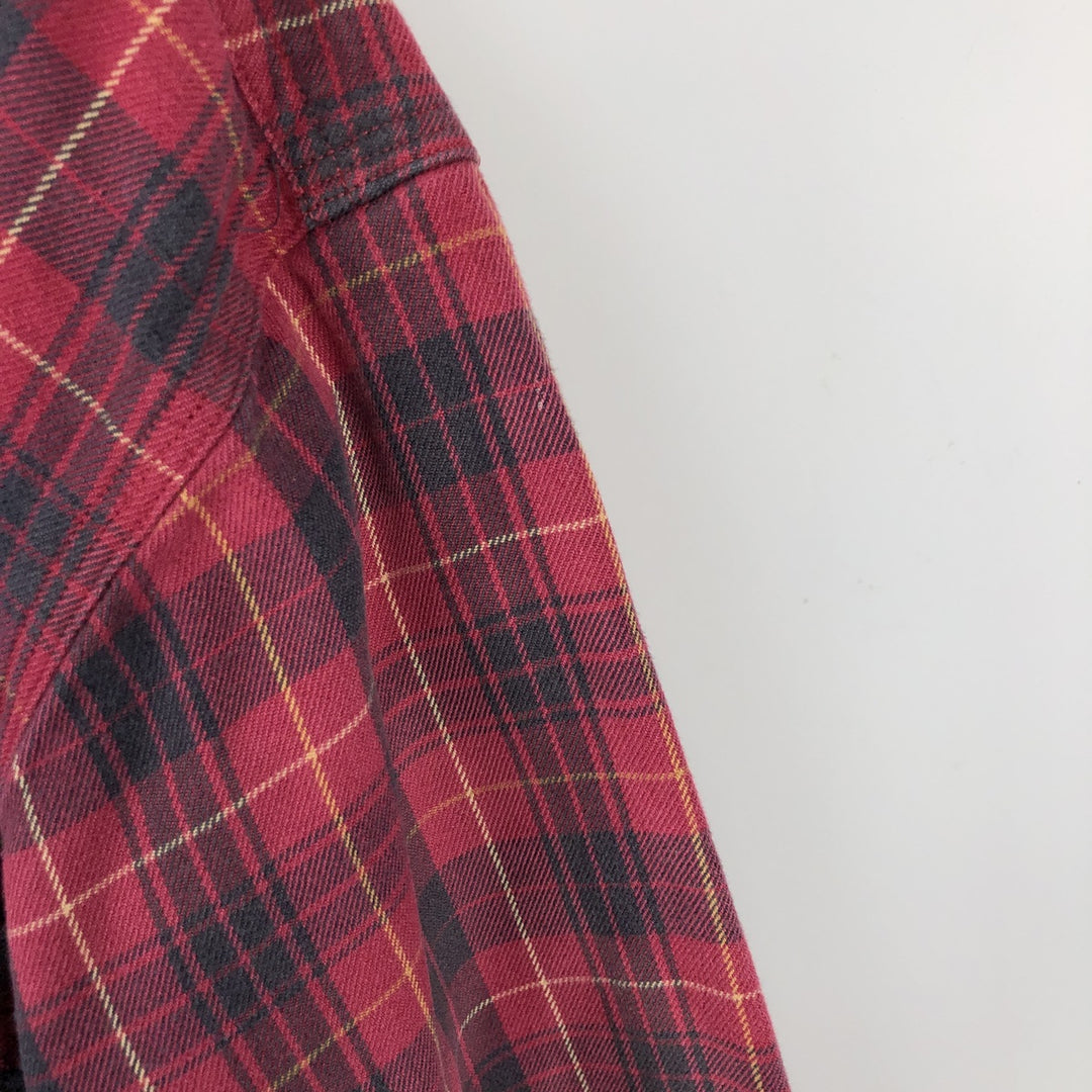 Carhartt long-sleeved button-down flannel check shirt, men's size L cotton red type Vintage Second Hand