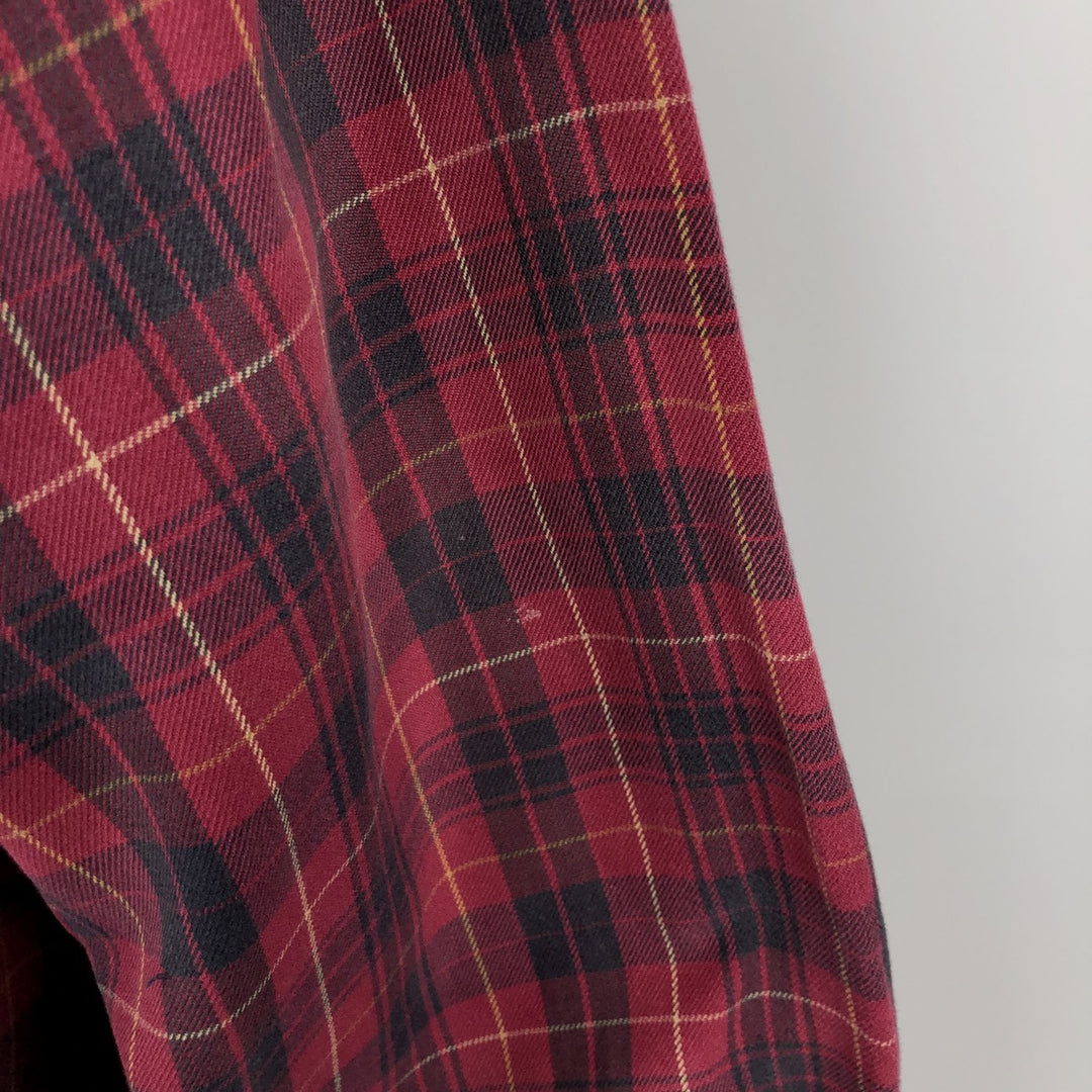 Carhartt long-sleeved button-down flannel check shirt, men's size L cotton red type Vintage Second Hand