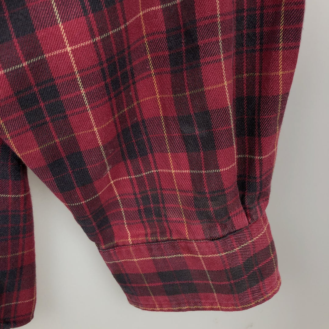 Carhartt long-sleeved button-down flannel check shirt, men's size L cotton red type Vintage Second Hand