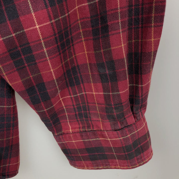 Carhartt long-sleeved button-down flannel check shirt, men's size L cotton red type Vintage Second Hand