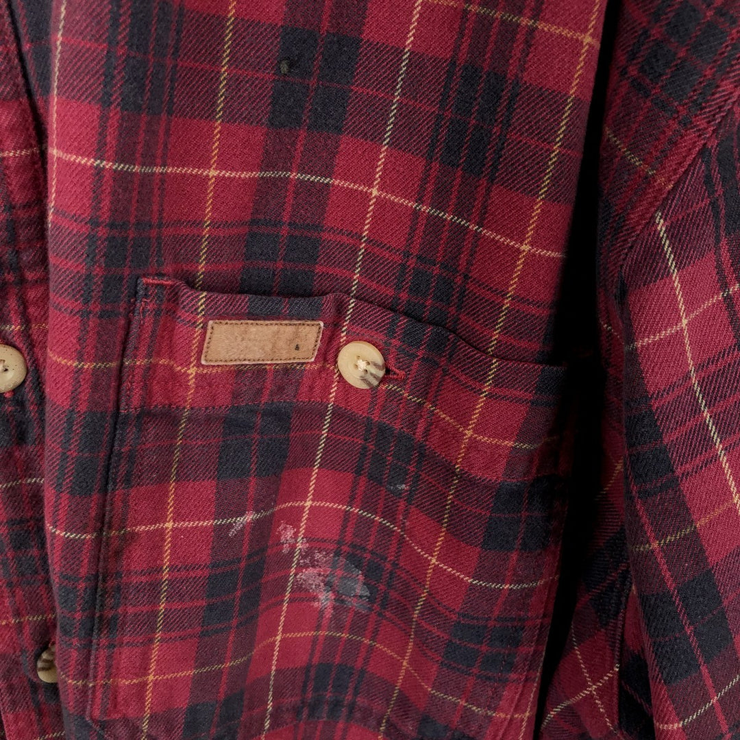 Carhartt long-sleeved button-down flannel check shirt, men's size L cotton red type Vintage Second Hand