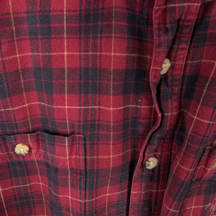 Carhartt long-sleeved button-down flannel check shirt, men's size L cotton red type Vintage Second Hand