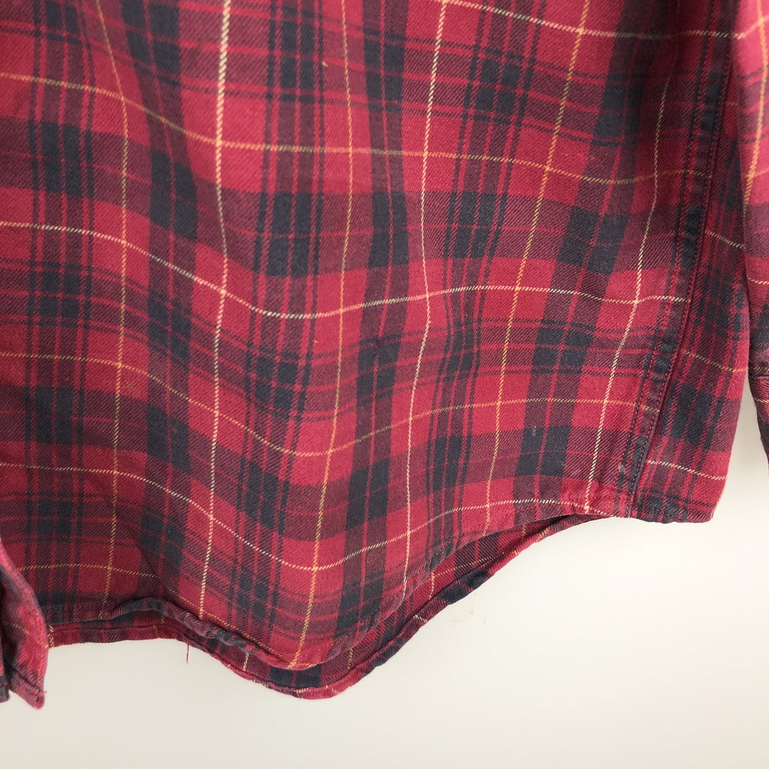 Carhartt long-sleeved button-down flannel check shirt, men's size L cotton red type Vintage Second Hand