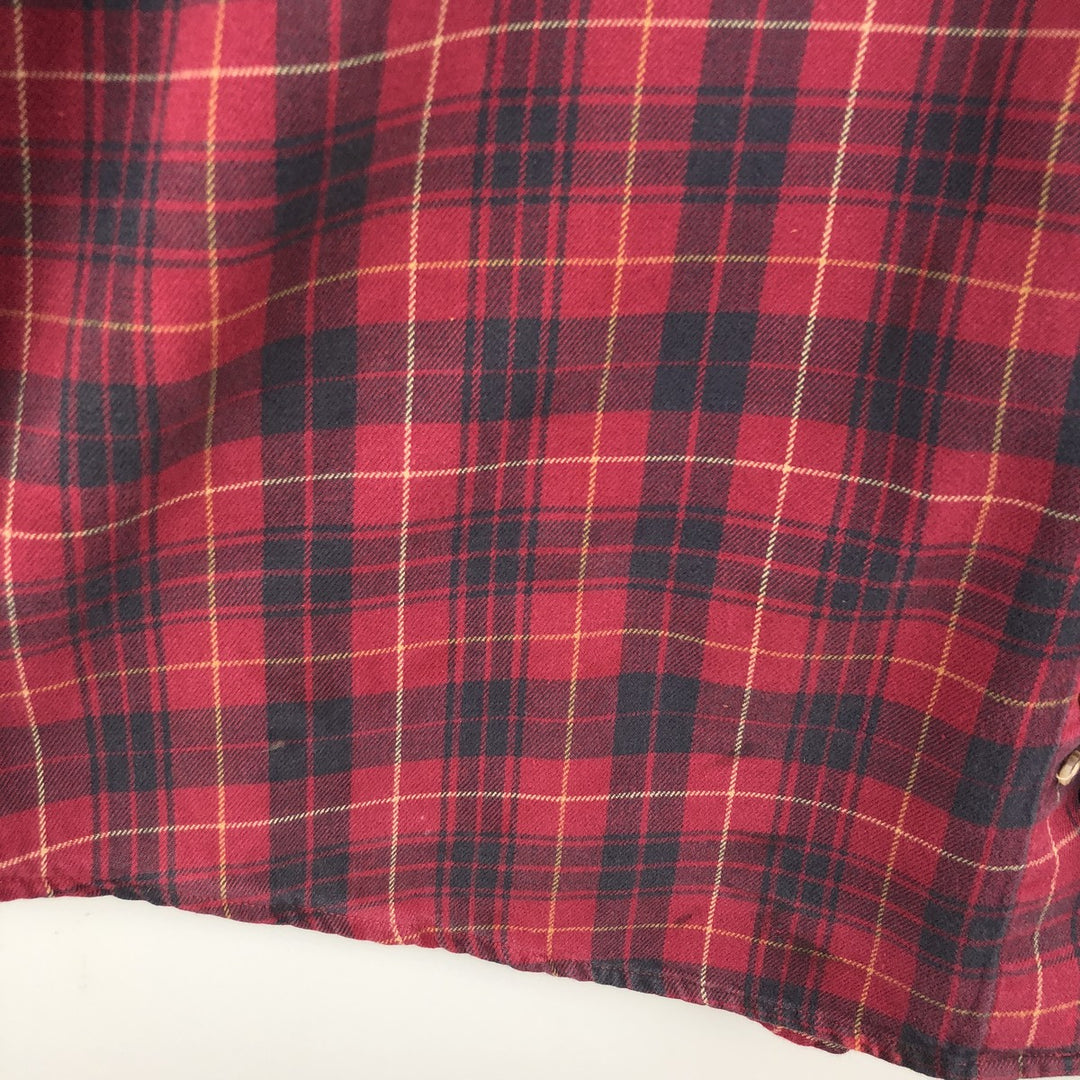 Carhartt long-sleeved button-down flannel check shirt, men's size L cotton red type Vintage Second Hand