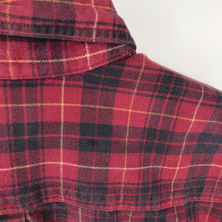 Carhartt long-sleeved button-down flannel check shirt, men's size L cotton red type Vintage Second Hand