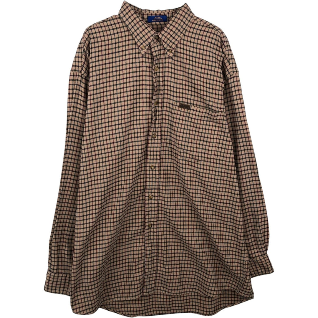 Pendleton PENDLETON Long-Sleeve Button-Down Light Flannel Check Shirt, Men's Size L (approx.) cotton Beige type Vintage Second Hand