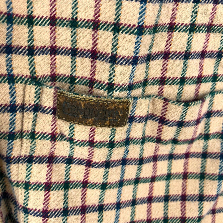 Pendleton PENDLETON Long-Sleeve Button-Down Light Flannel Check Shirt, Men's Size L (approx.) cotton Beige type Vintage Second Hand