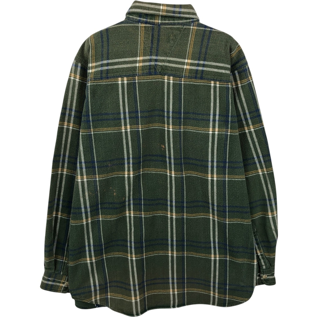Dickies Long Sleeve Flannel Check Shirt, Men's Size L cotton Khaki type Vintage Second Hand