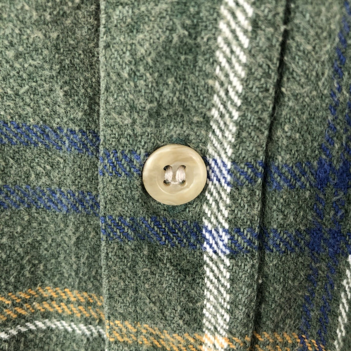 Dickies Long Sleeve Flannel Check Shirt, Men's Size L cotton Khaki type Vintage Second Hand