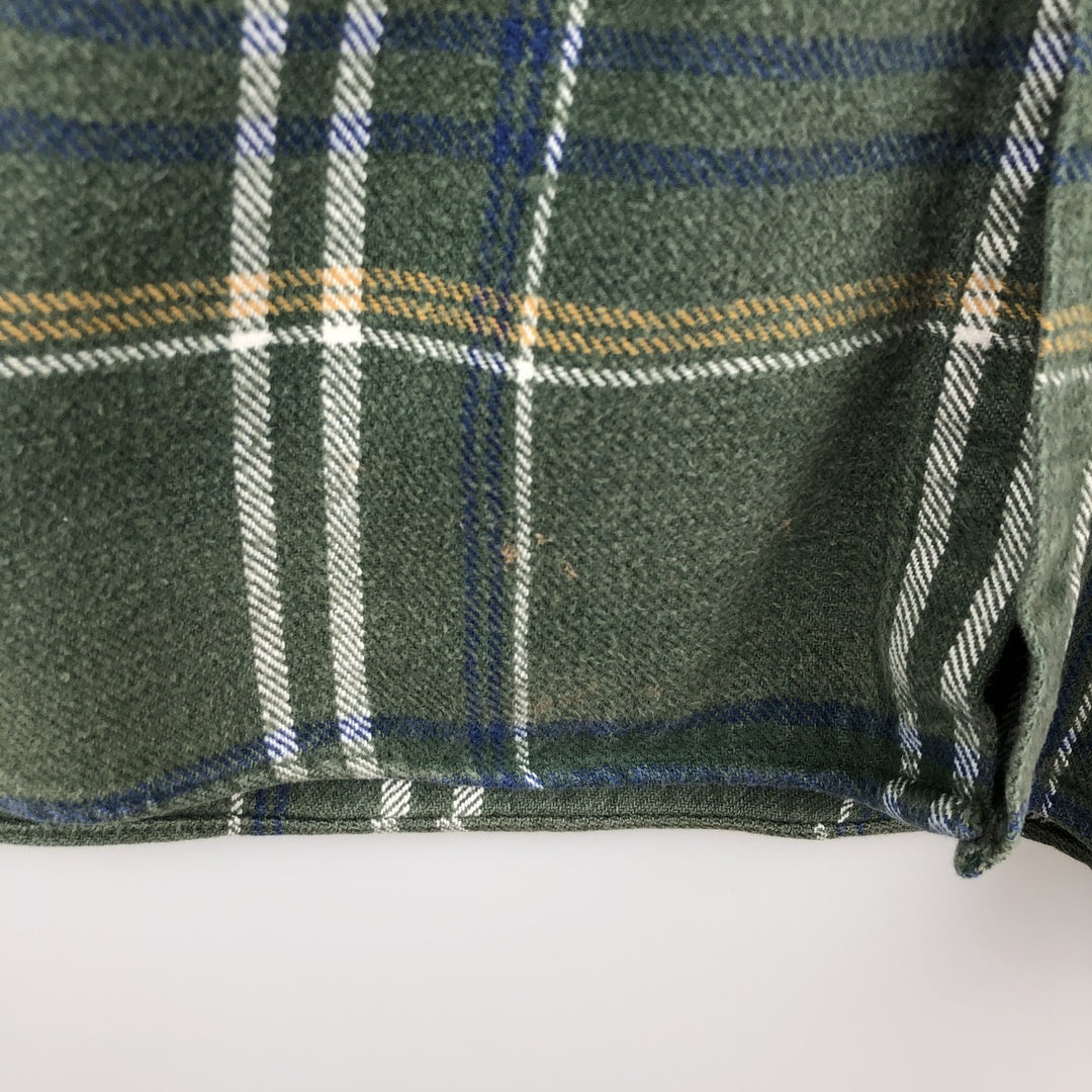 Dickies Long Sleeve Flannel Check Shirt, Men's Size L cotton Khaki type Vintage Second Hand