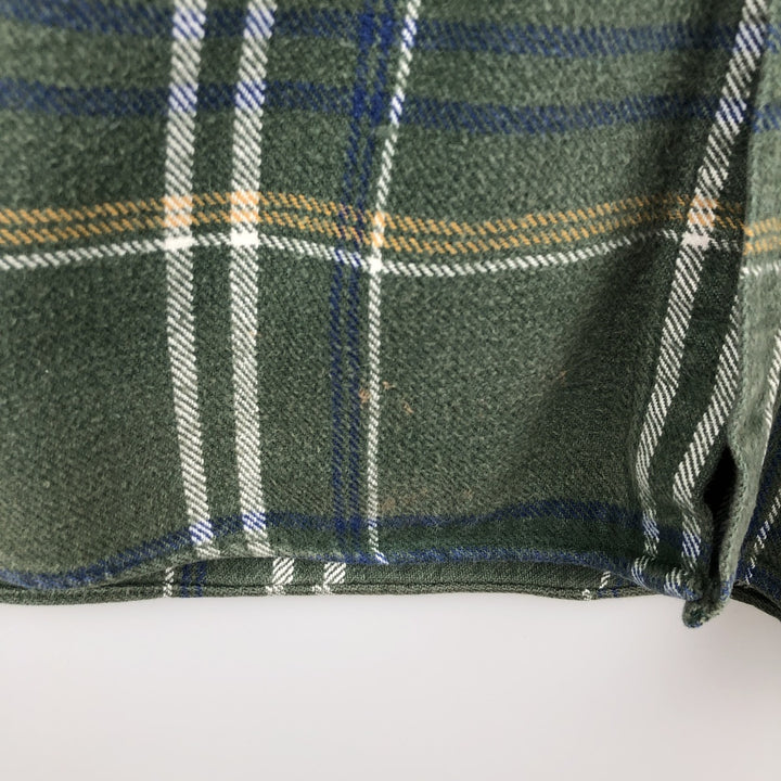 Dickies Long Sleeve Flannel Check Shirt, Men's Size L cotton Khaki type Vintage Second Hand