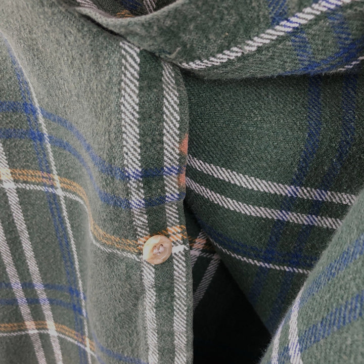 Dickies Long Sleeve Flannel Check Shirt, Men's Size L cotton Khaki type Vintage Second Hand