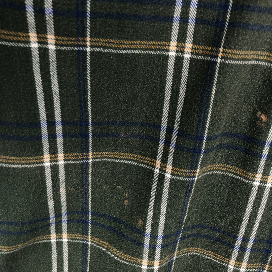 Dickies Long Sleeve Flannel Check Shirt, Men's Size L cotton Khaki type Vintage Second Hand