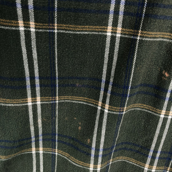Dickies Long Sleeve Flannel Check Shirt, Men's Size L cotton Khaki type Vintage Second Hand