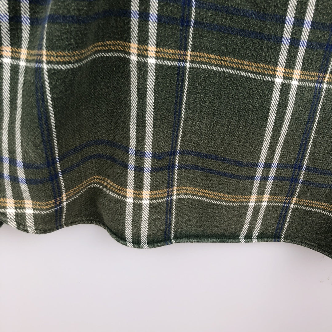 Dickies Long Sleeve Flannel Check Shirt, Men's Size L cotton Khaki type Vintage Second Hand